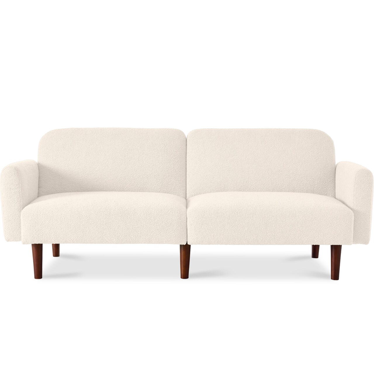 Best Choice Products Curved Convertible Futon, Boucle Fabric Split-Back Sleeper Bed